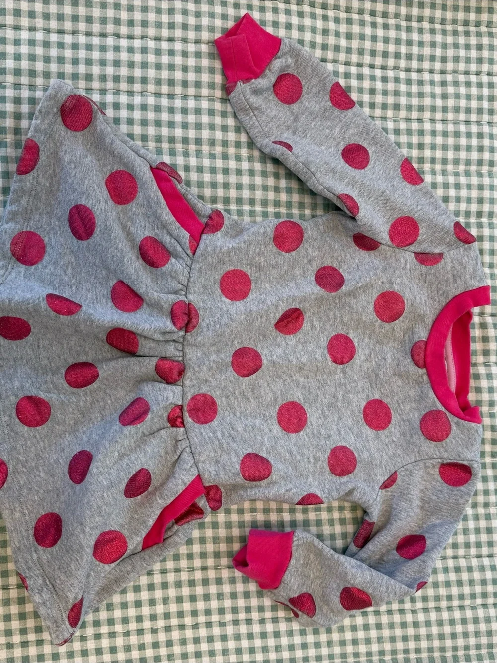 Mini Boden Sweatshirt Dress with Pink Polka Dots